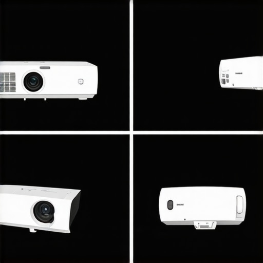 Portable vs Fixed Projector Setup Comparison of portable and fixed home projectors in a living room environment