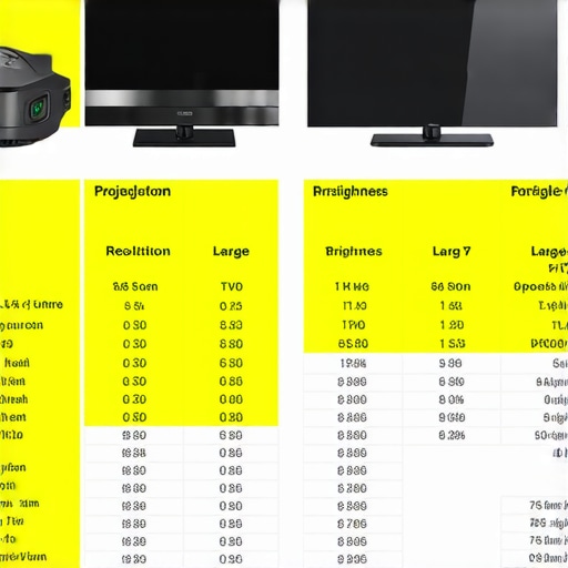 Comparison chart illustrating features of portable projectors, 4K projectors, and large TVs.
