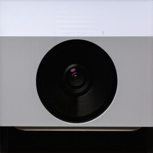 Close-up of a projector showing its lens and high-quality construction.
