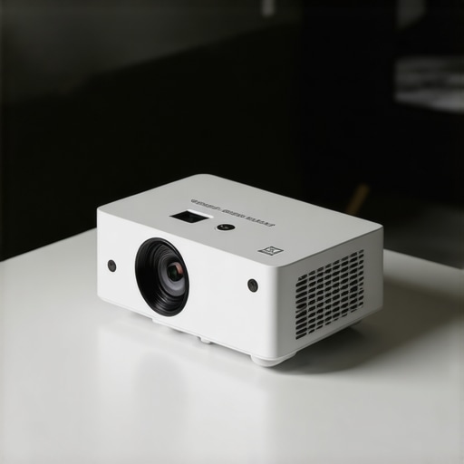 Premium Build of a Modern Smart Projector A stylish, premium smart projector mounted in a home setting.