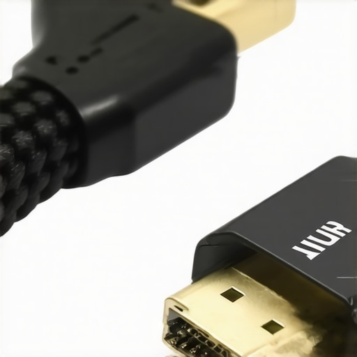 Close-up of a durable HDMI cable with reinforced connectors and shielding