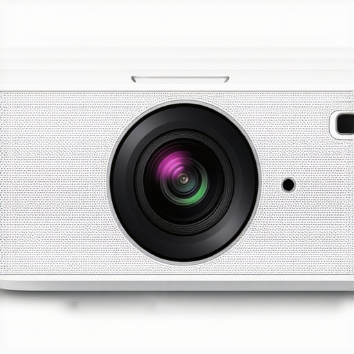 Premium Ultra-Short-Throw Projector Build Detailed shot of a modern UST projector focusing on its matte textured surface and adjustable lens