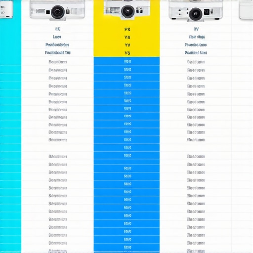 Comparison chart of laser projectors, 4K projectors, TVs, and portable projectors.