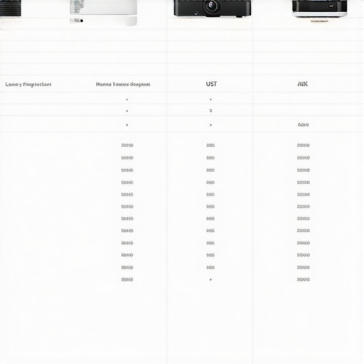 Visual comparison of different types of projectors including portable, laser, home theater, UST, and 4K options.