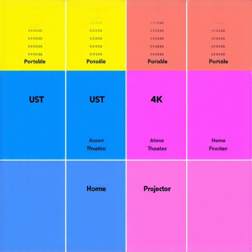 Chart comparing features and prices of different projector types and competitors