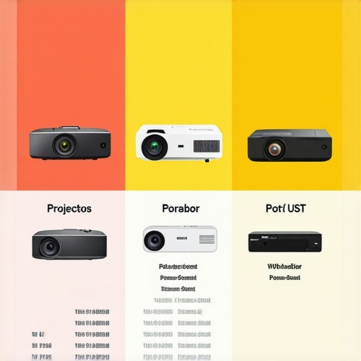 Projector Comparison Chart Chart comparing laser, 4K, portable, and UST projectors with features and prices