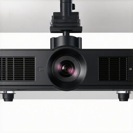 Projector Mount with Adjustable Features A ceiling-mounted projector with flexible adjustments for perfect image alignment.