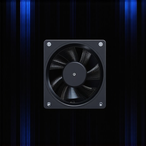 Projector cooling fan in cabinet Cooling fan installed inside a projector cabinet showing adjustable controls