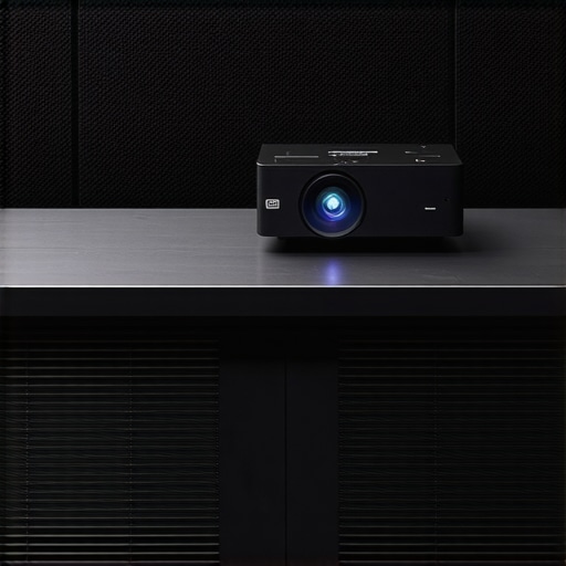 A laser projector with visible vents and cooling mechanisms in a home theater