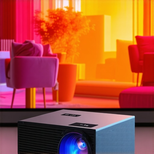 4K Projector in Action A 4K projector projecting bright, detailed images onto a large screen in a dark room