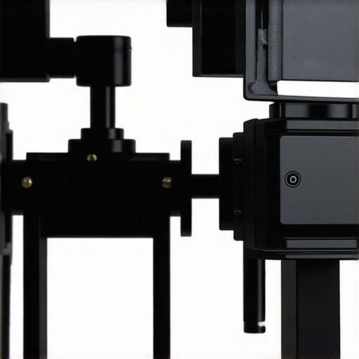 Close-up of projector mounts with focus and keystone controls in a dark room
