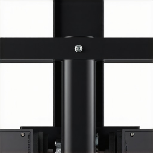 Adjustable Projector Mount for Sloped Ceilings Close-up of a black projector mount showing multiple joints and VESA mounting pattern