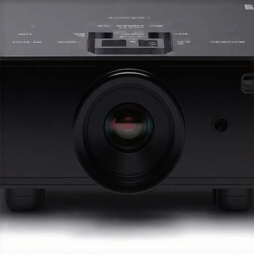 Build Quality of a 4K Projector Detailed view of a high-end 4K projector's construction and lens