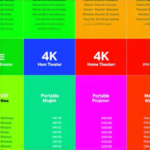 A visual comparison chart showing various types of projectors including laser, home theater, 4K, portable, and ultra-short throw models.