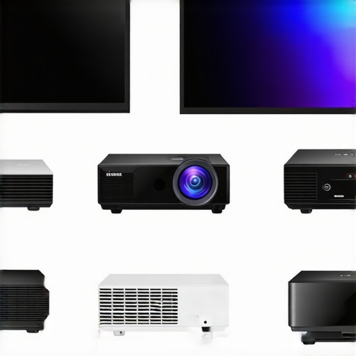 Comparison of Portable, Laser, UST, and 4K Projectors Visual comparison of various projectors in a home environment.