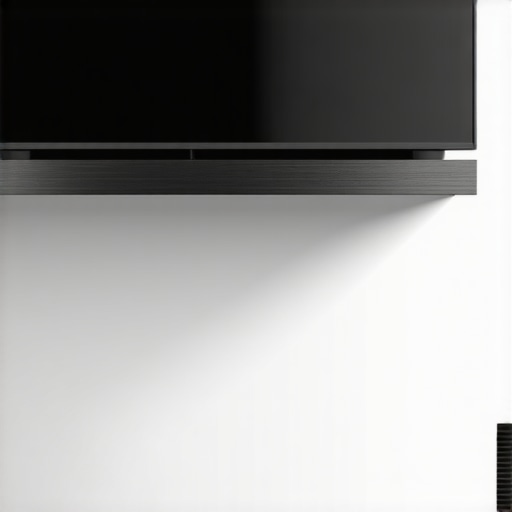 Contemporary Floating Projector Shelf Close-up of sleek aluminum and glass projector shelf securing a home theater projector.