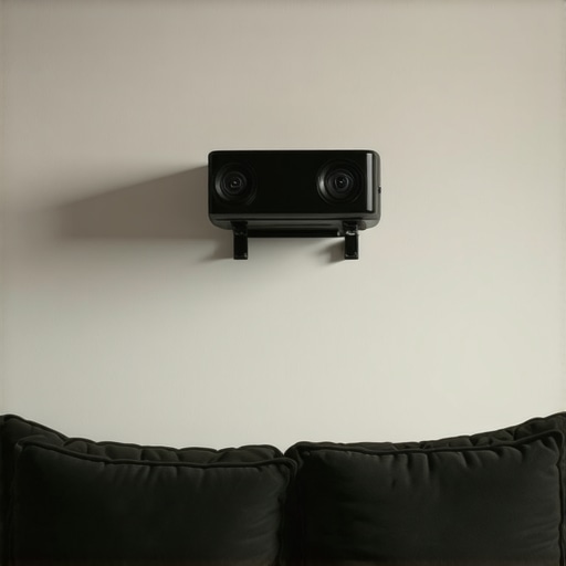 DIY Behind Couch Projector Mount A diagram showing an adjustable projector mount installed behind a living room couch