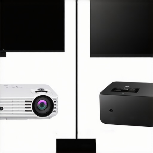 Visual comparison of 4K laser, UST, portable projectors and home theater arrangements