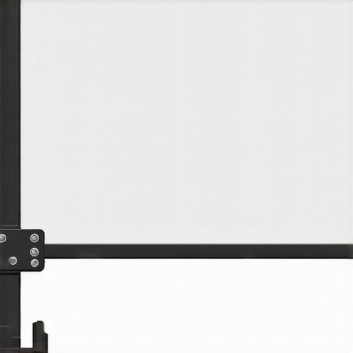Close-up of metal frame and anchoring points on an outdoor screen designed for high winds
