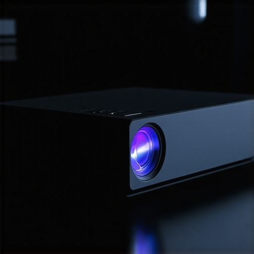 Close-up view of a high-end ultra-short-throw laser projector highlighting its premium build.