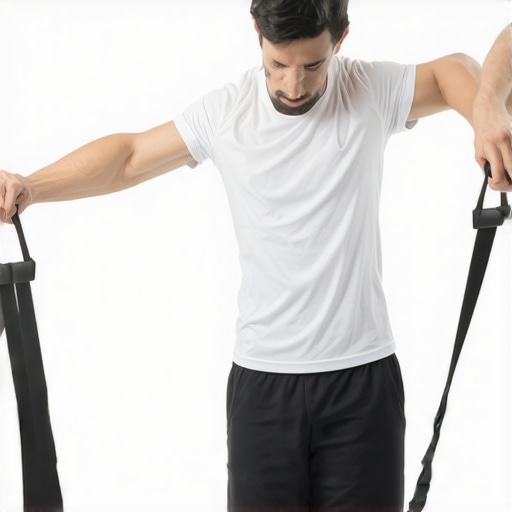Individual doing resistance band shoulder exercise to improve stability