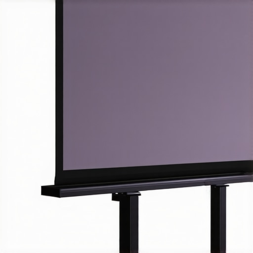 Floor-Rising Projection Screen Build A detailed view of a metal-framed floor-rising projection screen showing adjustable mechanisms and fabric surface