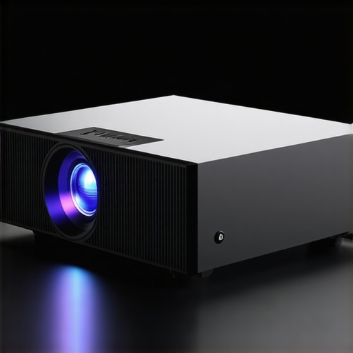 Sleek 4K laser projector showcasing adjustable lens and premium finish.