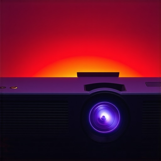 Close-up of a 4K projector's heat vents and cooling system in operation.