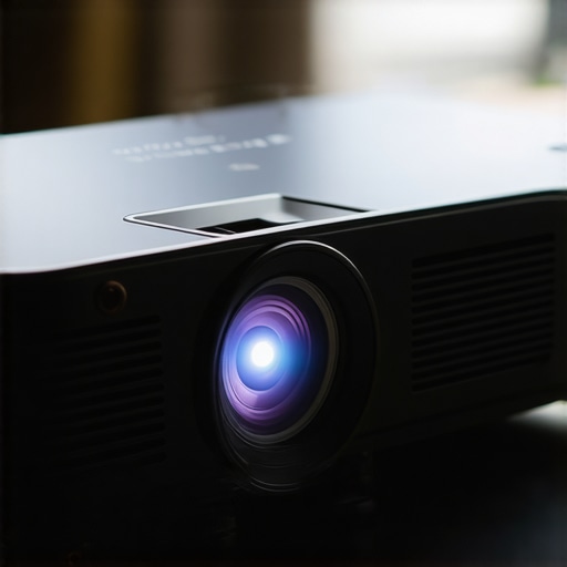 Close-up of a gaming projector's lens showing coating and build quality