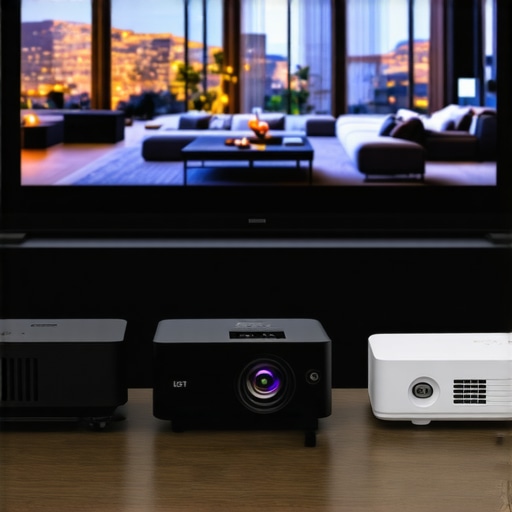 Comparison of UST, 4K, and portable projectors in a home theater setting.
