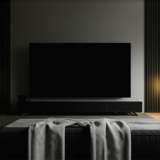 Home Theater Projector Setup A sleek home theater projector displaying a vivid image on a large screen in a dimly lit room