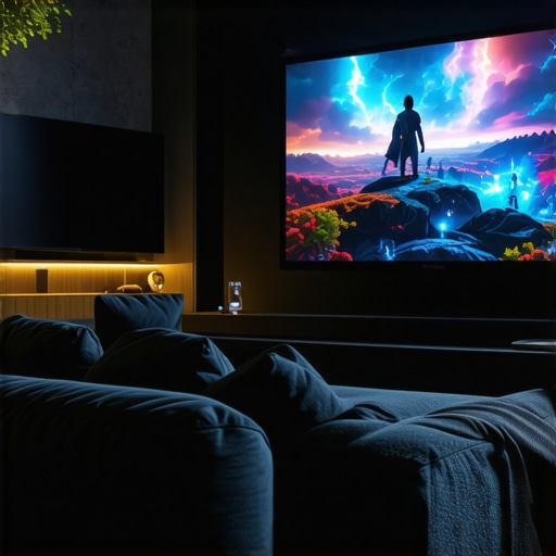 Home Theater Setup with Latest Projector High-end home theater projector setup for immersive entertainment.