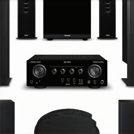 Close-up of high-quality speakers and amplifier in a home theater system