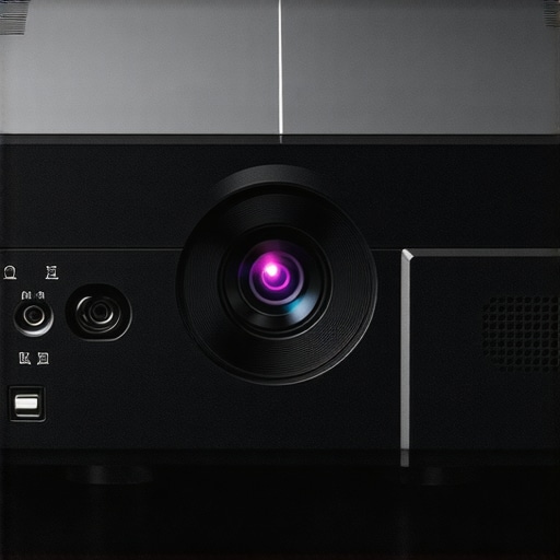 Close-up of a laser projector displaying key features for setup and operation.