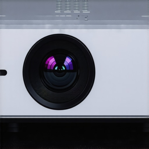 Close-up of a sleek laser projector highlighting adjustable lens and cooling vents.