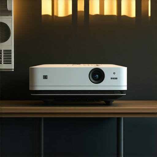Projector setup with external fans and vents for cooling in a cabinet