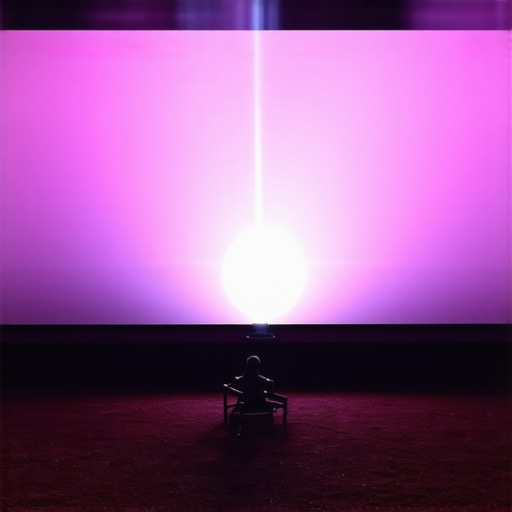 Laser projector running during outdoor night scene with cinematic display