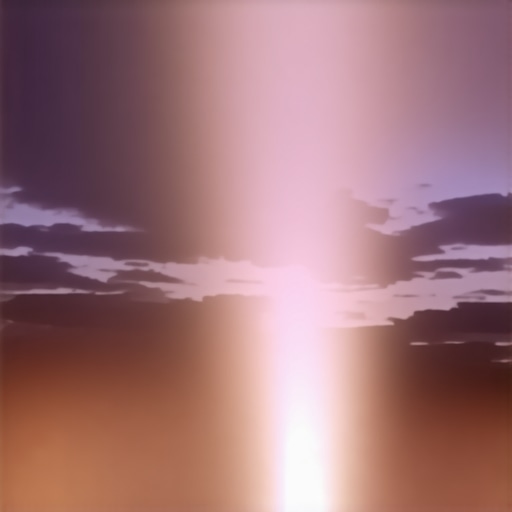 Laser projector displaying bright image outdoors amidst dust during sunset
