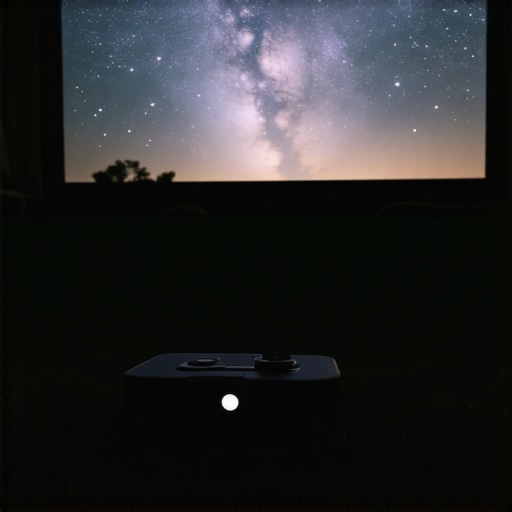 Portable projector displaying bright image during outdoor movie night