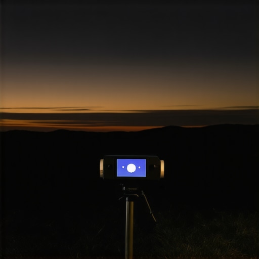 Outdoor Night Movie Projector in Action An outdoor scene with a laser projector displaying a clear image on a screen