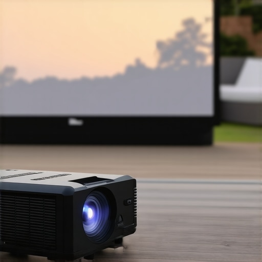 Outdoor Portable Projector in Action Portable projector set up outdoors with a rugged design for travel