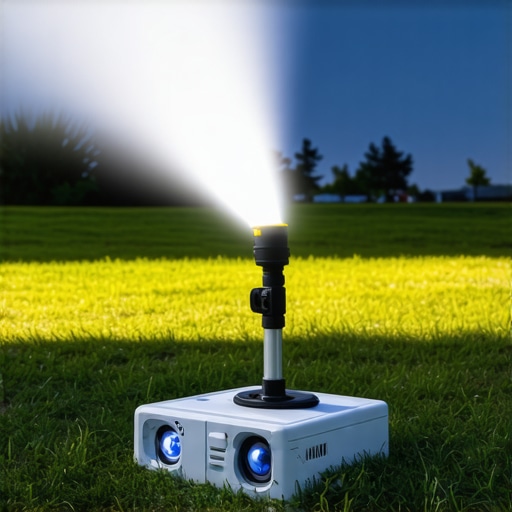 Outdoor Portable Projector in Daylight Portable projector displaying image outdoors in daylight