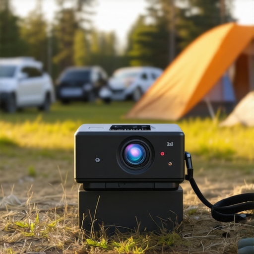 Outdoor portable projector during camping