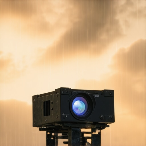 Projector outdoors in rain and dust testing durability