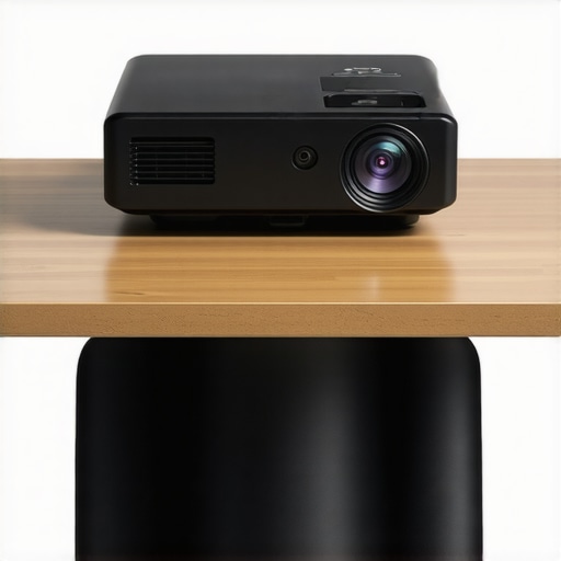 Portable Projector Design Focus Compact projector with accessible ports for travel use.