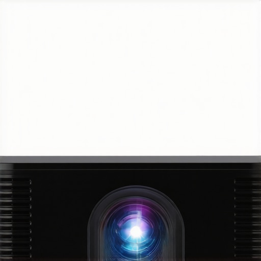 Premium 4K Projector Design Close-up of a premium 4K projector showcasing sleek materials and detailed lens