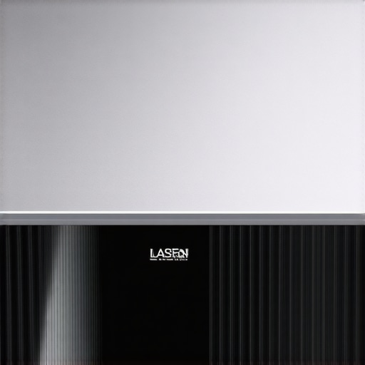 A close-up of a laser projector showcasing its solid and textured metallic exterior.