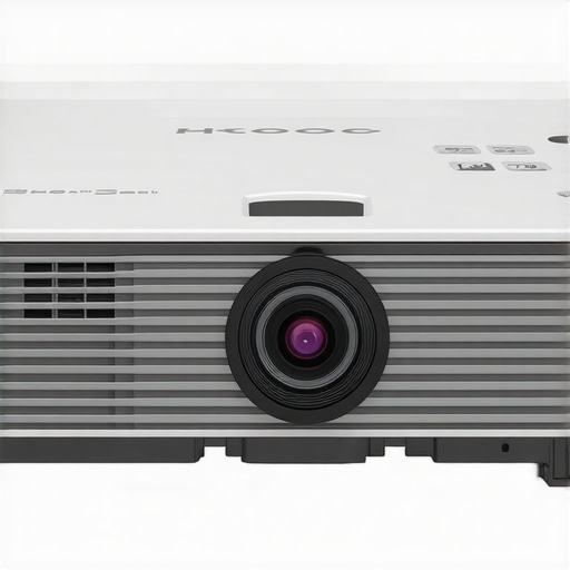 Premium Build of Refurbished 4K Laser Projector Close-up of the sturdy, textured casing of a refurbished 4K laser projector emphasizing its build quality