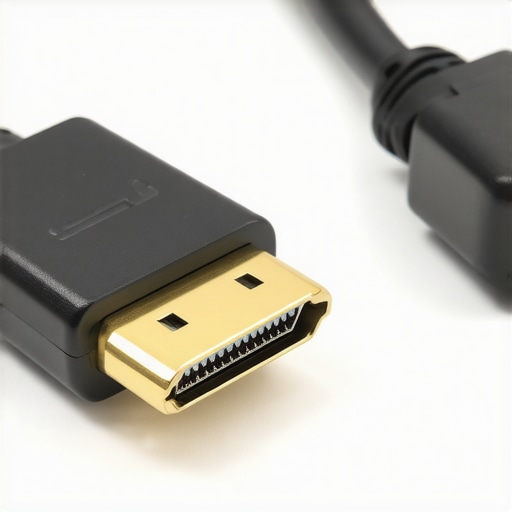 Close-up of a high-quality HDMI 2.0 cable with gold-plated connectors