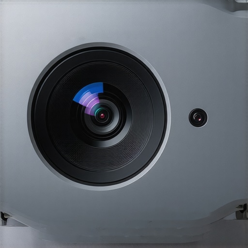 Detailed view of a laser projector's durable chassis and lens components